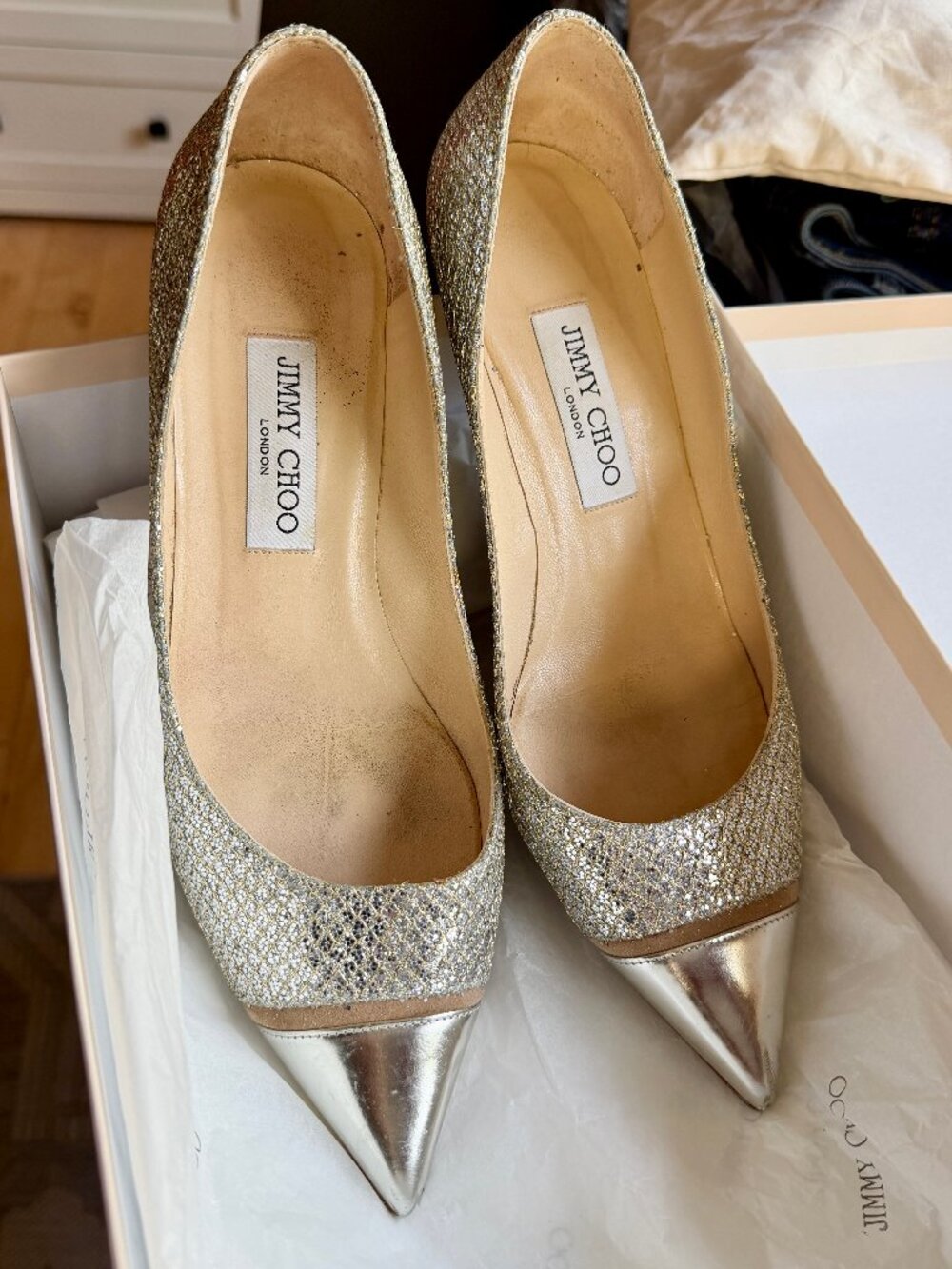 Jimmy Choo London Glitter Cap Toe Pump